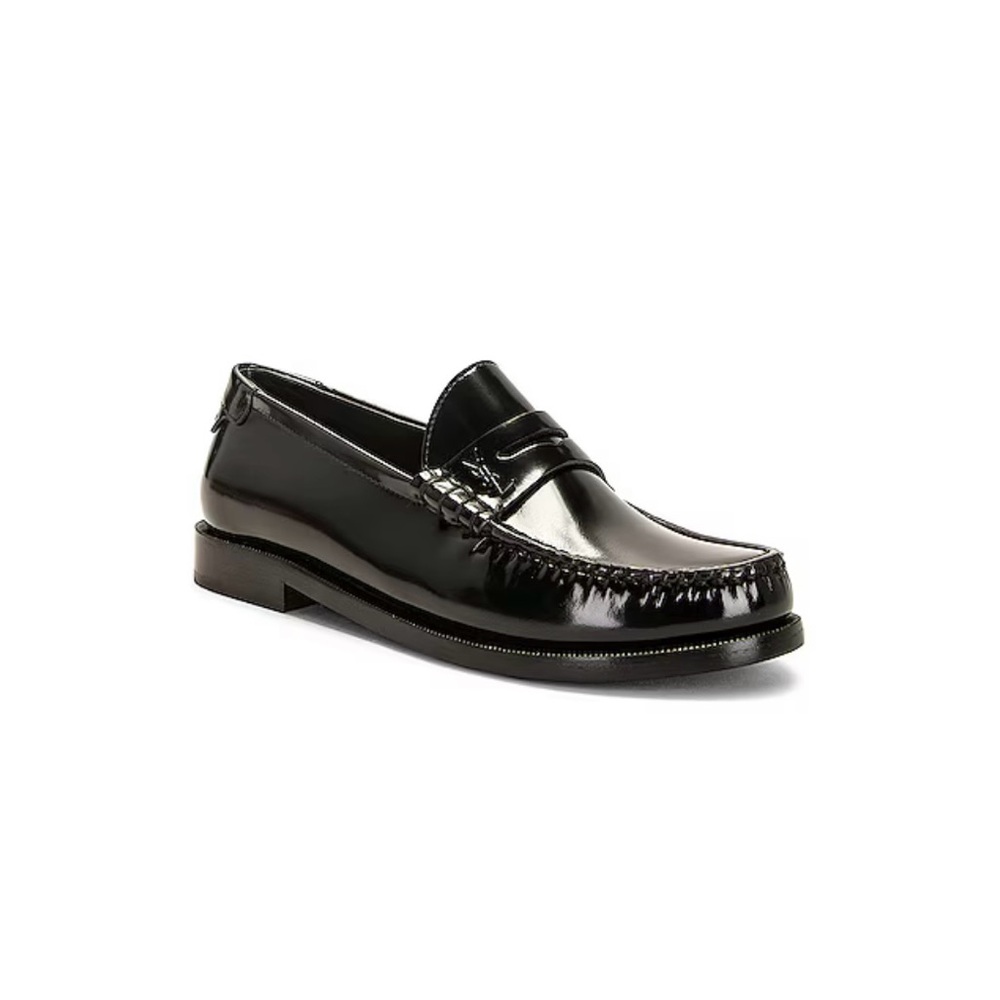 Saint Laurent Black Leather Slip-On Loafers